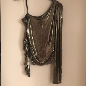 Metallic One Shoulder Top
